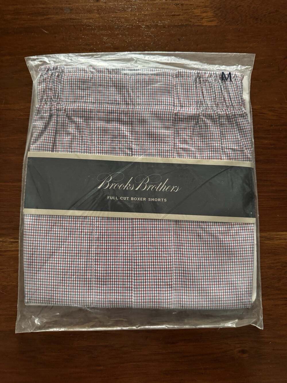 New Medium Brooks Brothers Full Cut Boxer Shorts Blue Red Check 100% Cotton